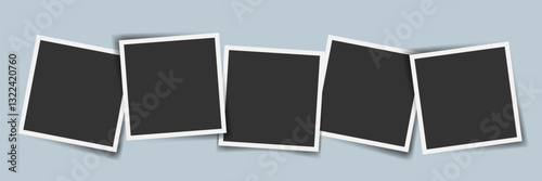 Vintage square photo frame mockup set with realistic overlapping effect. Great for branding, posters, invitations, nostalgic designs