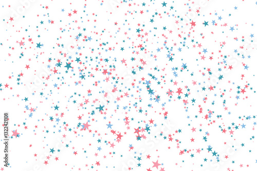 Color stars confetti background. Splash effect banner. Vector abstract illustration with blurred drops of rain for wallpaper, wrapping paper, backdrop, poster, card etc.