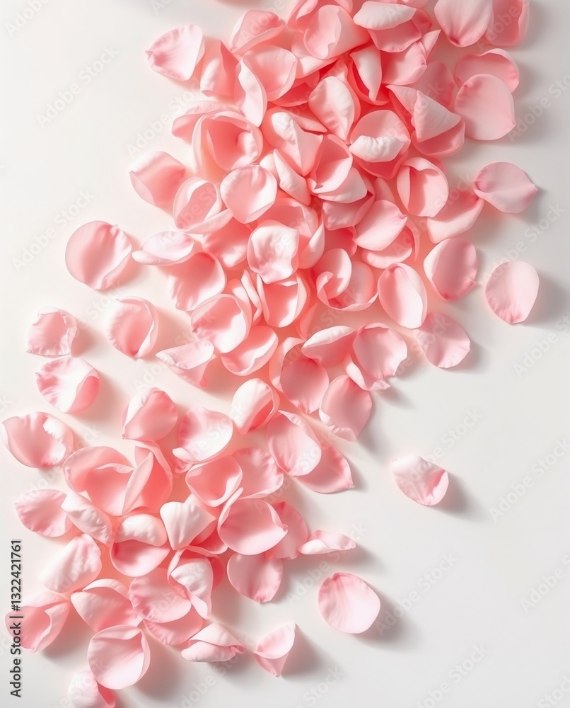 Fototapeta premium Delicate Pink Petals Spread Across a White Surface