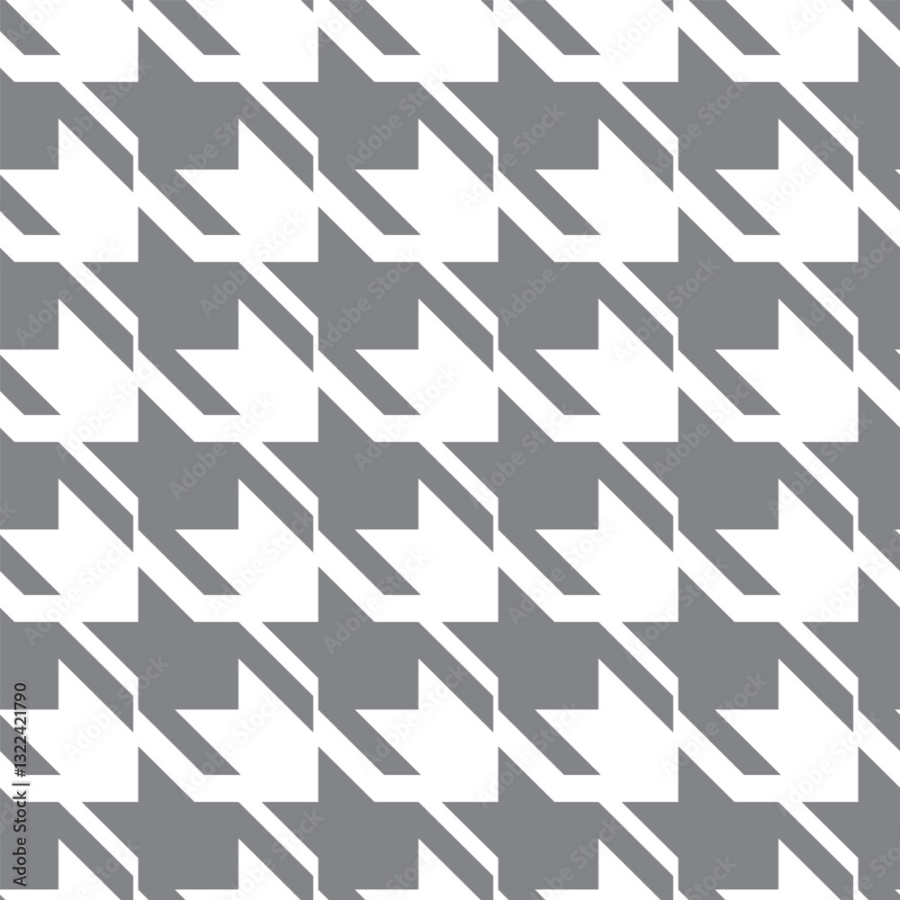 Geometric black and white seamless pattern with pied-de-poule ornament. Monochrome graphic repeating design. Modern minimalist stylish squared background. Vector chequered motif for fabric, textile.