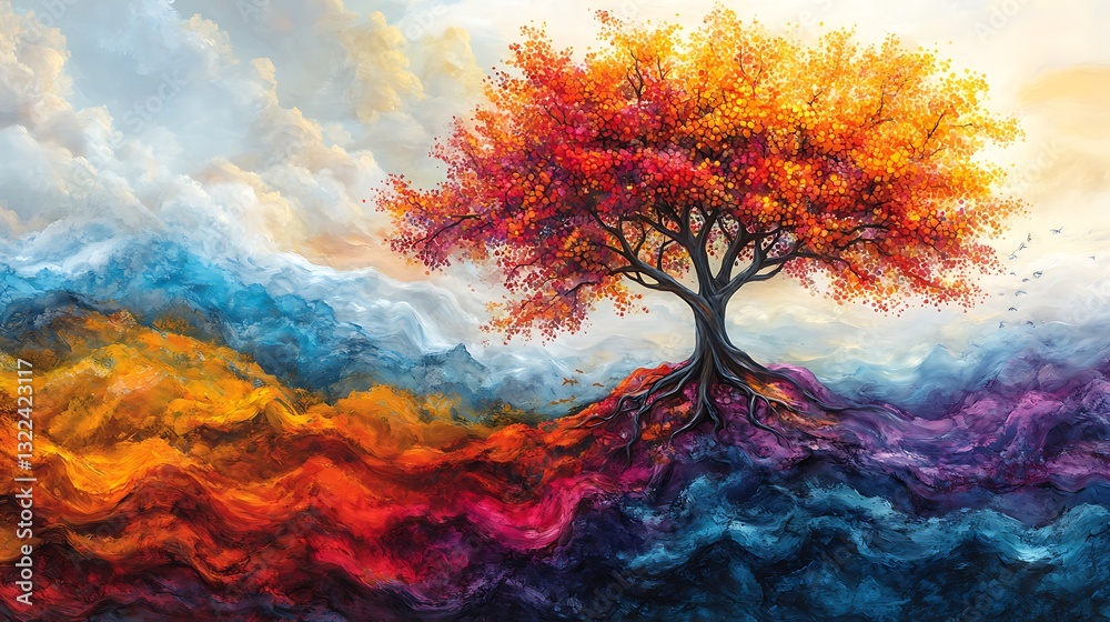 Obraz premium Stunning abstract tree artwork with bright colors high resolution hd image