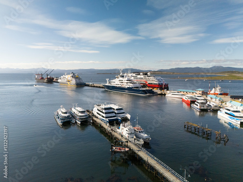 Wallpaper Mural Naval port of the city of Ushuaia End of the World, with ships and cruises Torontodigital.ca