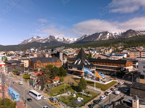 Wallpaper Mural Ushuaia Government House. Ushuaia Center, End of the World with the Andes mountain range in the background Torontodigital.ca
