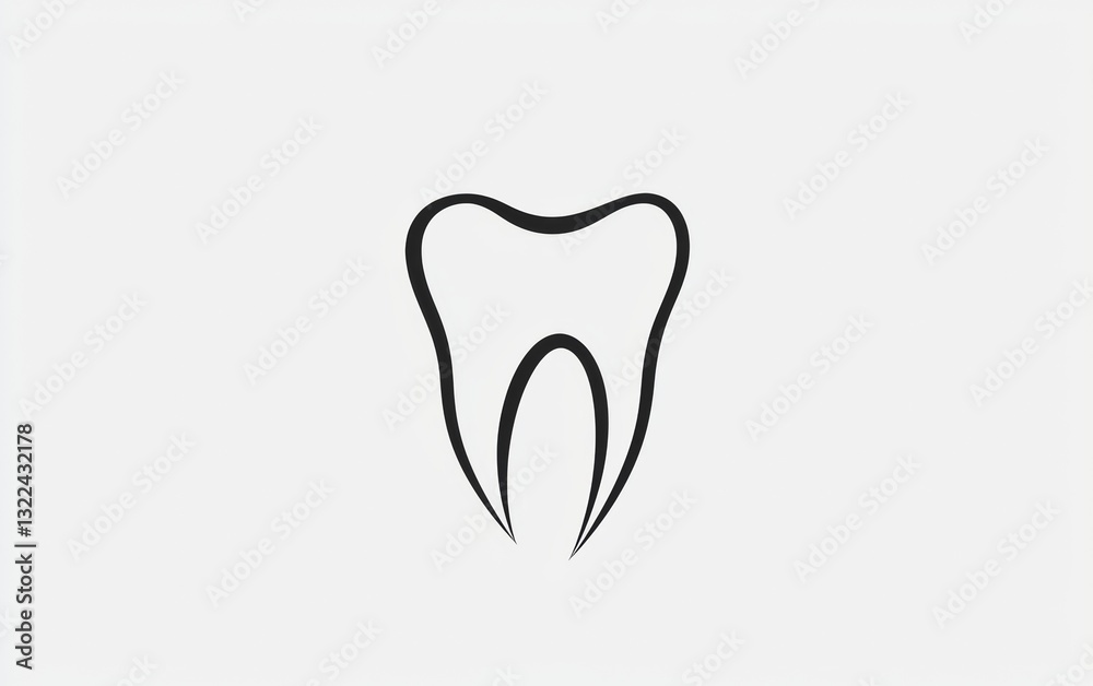 Unique black outline of a tooth representing dental health and hygiene in a minimalist design format Unique black outline of a tooth representing dental health and hygiene in a minimalist design format