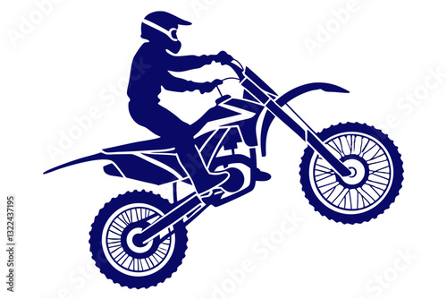 Silhouette of a motocross rider on a dirt bike 