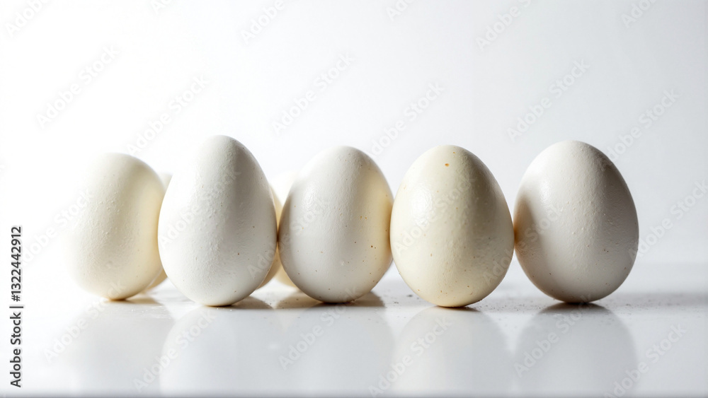 Huevos de gallina frescos sobre fondo blanco, ideales para publicaciones sobre alimentación saludable y campañas de Pascua. Huevos de gallina frescos sobre fondo blanco, ideales para publicaciones sobre alimentación saludable y campañas de Pascua.