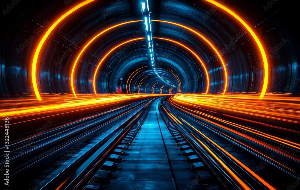 Cars rushing through an advanced tunnel. Capturing the essence of speed Cars rushing through an advanced tunnel. Capturing the essence of speed