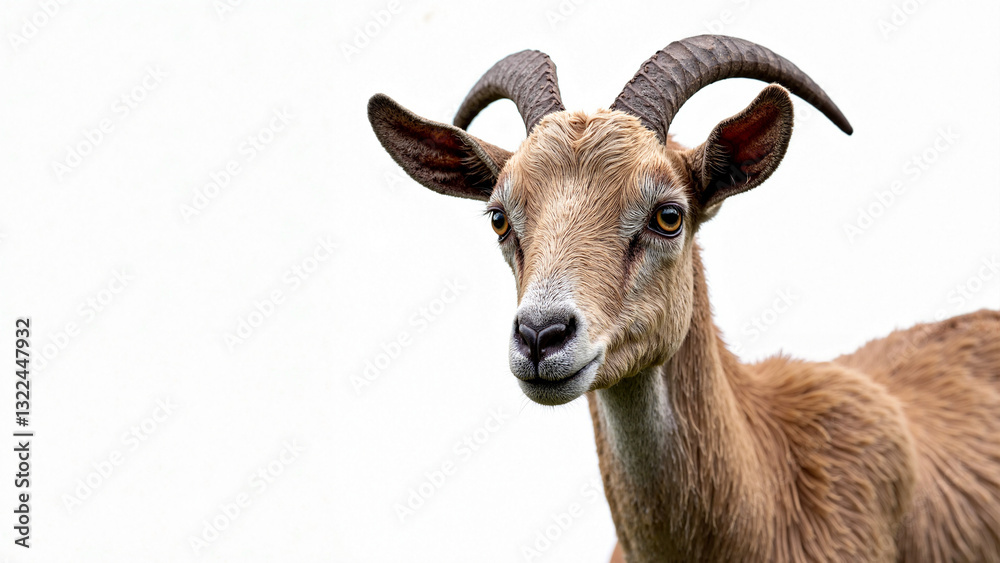 Charming Goat in Pristine Isolation: Perfect for Agricultural Marketing, Children's Books, and Rustic Lifestyle Content Charming Goat in Pristine Isolation: Perfect for Agricultural Marketing, Children's Books, and Rustic Lifestyle Content