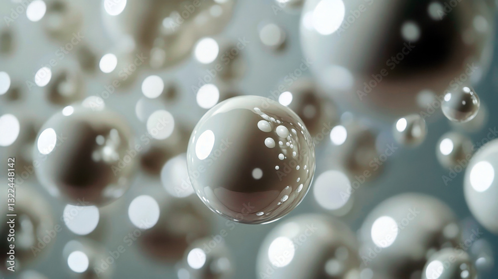 Close-Up of Milk Pearls Floating in Zero Gravity Close-Up of Milk Pearls Floating in Zero Gravity