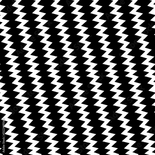 Diagonal zigzag lines seamless pattern. Curves print. Linear waves motif. Striped background. Angled jagged stripes ornament. Slanted wavy stripe figures. Tilted broken line shapes wallpaper. Vector