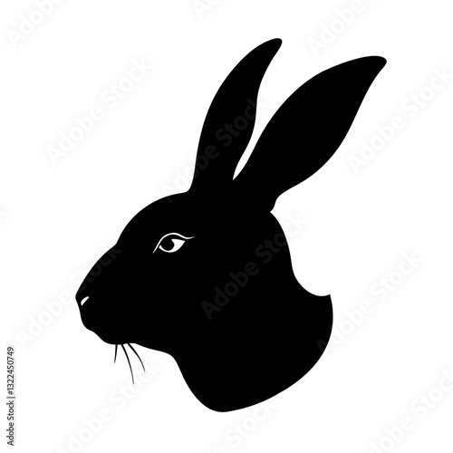 a silhouette of a rabbit's head in profile, showing its long ears and whiskers, vector illustration