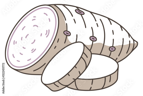 Taro Root Vector Art. Detailed Illustration of a Tropical Root