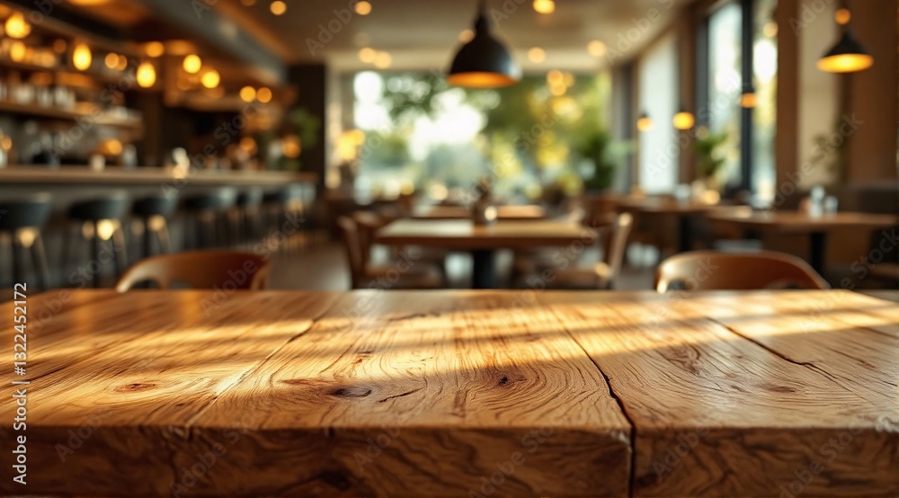 A clean wooden table in sharp focus in the foreground, with a modern restaurant aesthetic faintly visible in the background. A clean wooden table in sharp focus in the foreground, with a modern restaurant aesthetic faintly visible in the background.