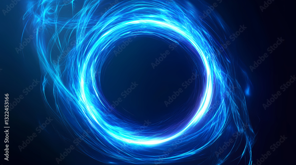 Abstract futuristic blue glowing ring frame background. Neon Aurora. Illustration Abstract futuristic blue glowing ring frame background. Neon Aurora. Illustration
