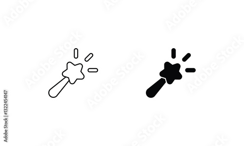 Magic Wand icons set line and glyph vector stock illustration