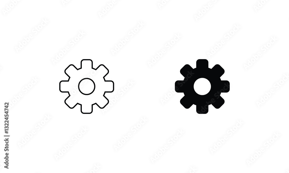 Settings Gear icons set line and glyph vector stock illustration Settings Gear icons set line and glyph vector stock illustration