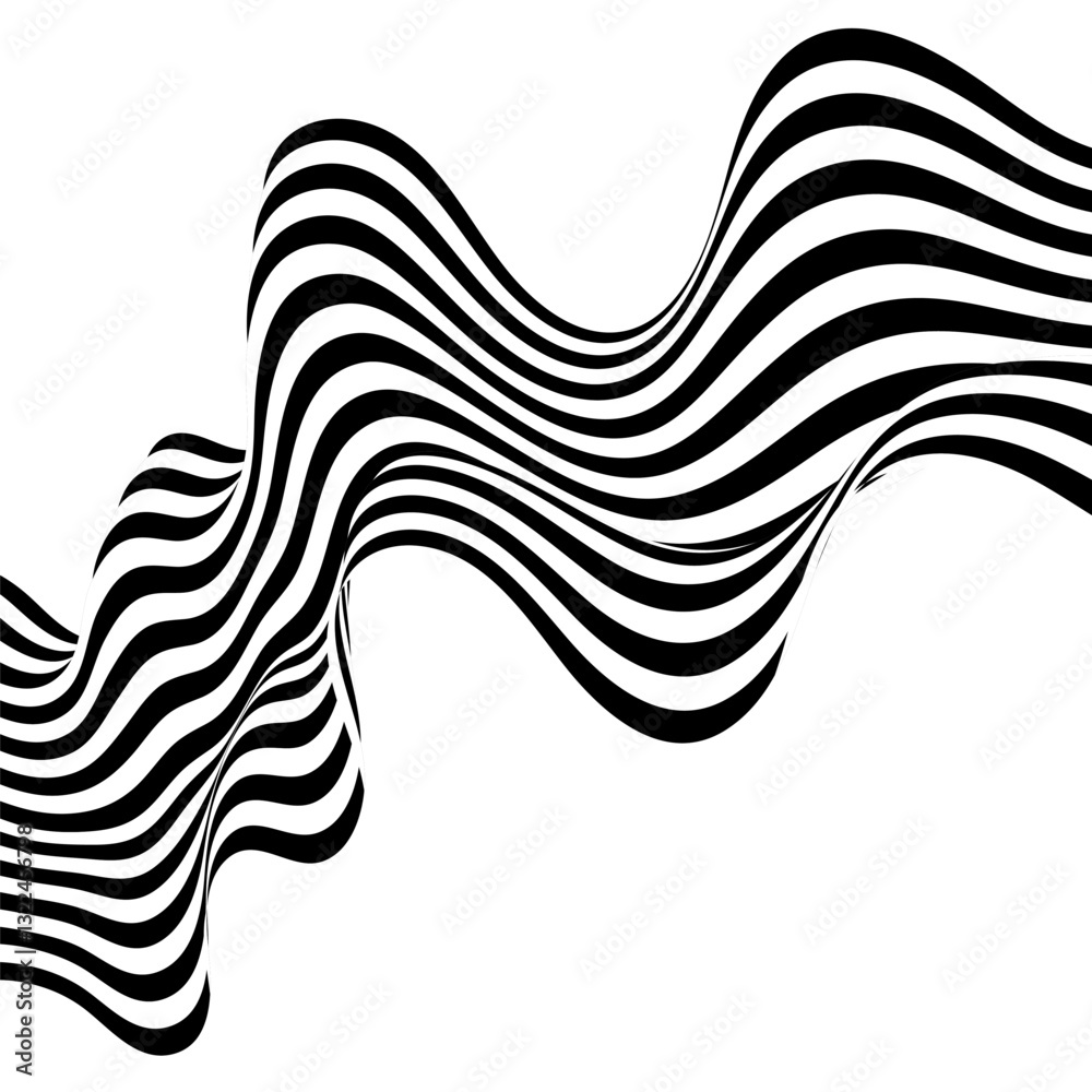 Obraz premium Abstract wave background, black and white wavy stripes or lines design. Eps 10