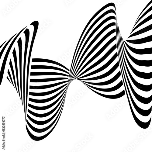 Black and white curved line stripe moving wave abstract background. Eps 10