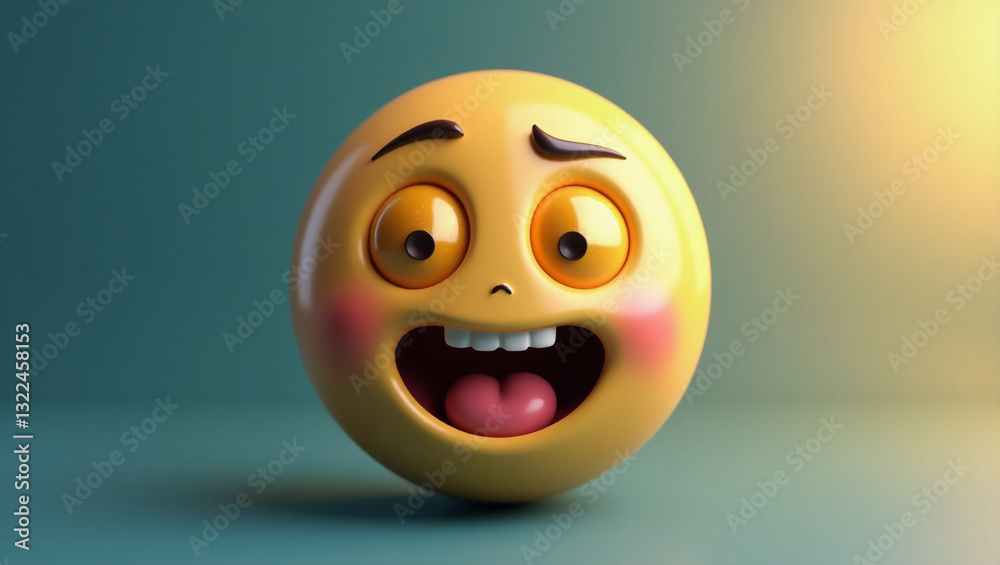 Fototapeta premium A happy yellow cartoon character exclaims joyfully