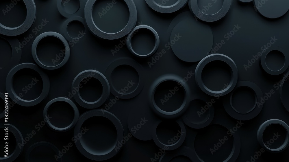 Abstract dark background of small rings in shades of black and gray colors Abstract dark background of small rings in shades of black and gray colors