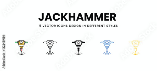 Jackhammer  vector icons set stock illustration.