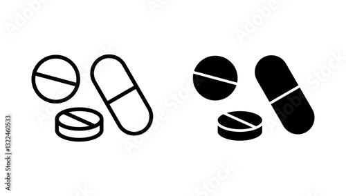 Pills icon vector. capsule icon. Drug sign and symbol