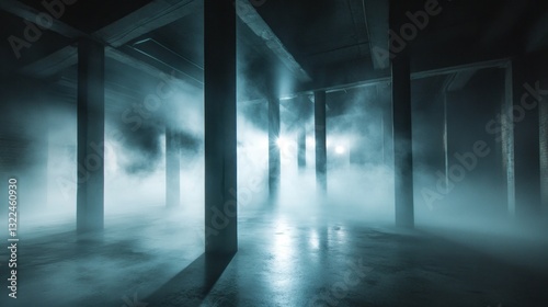 Gritty underground venue filled with fog and pulsing lights, concrete floors reverberate with grunge beats.
