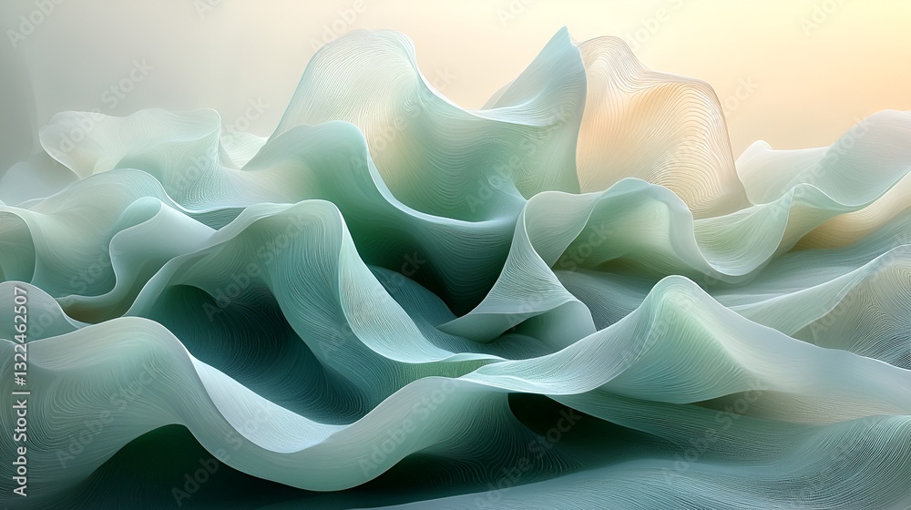 Obraz premium Abstract fabric folds, soft light, flowing texture, artistic composition, for design inspiration