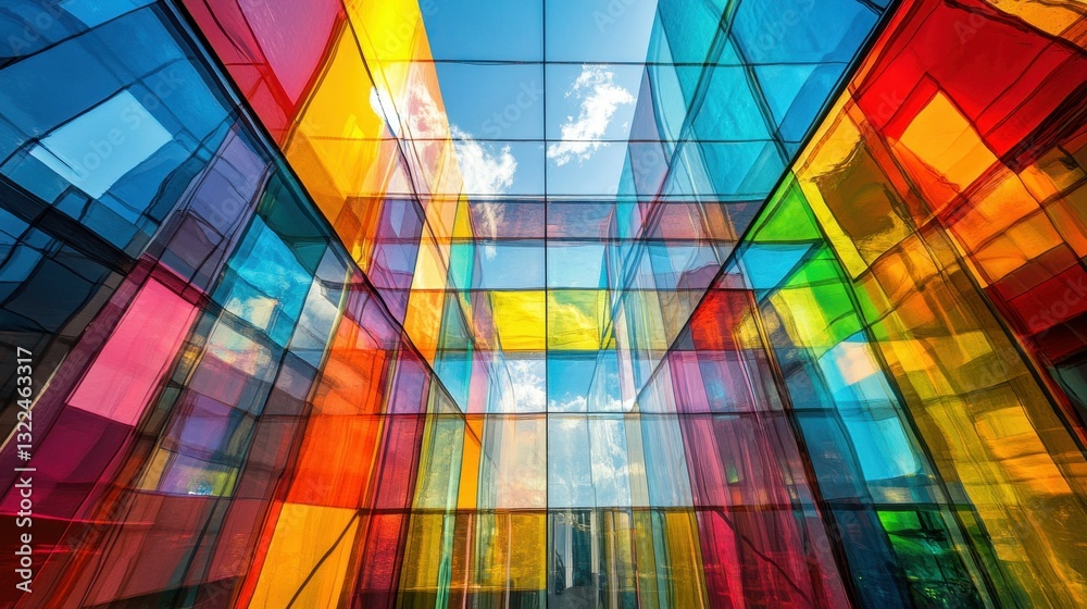 Fototapeta premium Vibrant Kaleidoscope of Multicolored Abstract Glass Structures and Light Reflections