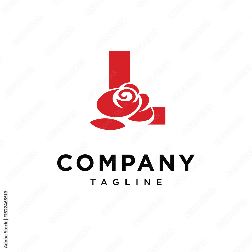 Fototapeta premium Letter L Rose Flower Logo Icon Vector