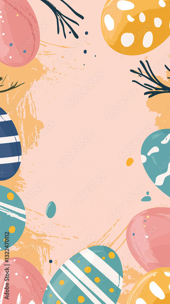 Background of Easter eggs on pale pink