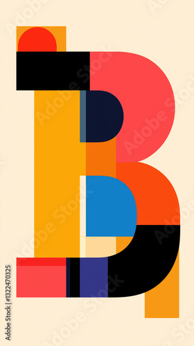 Obraz na płótnie Capital letter B in vivid colors and shapes w salonie