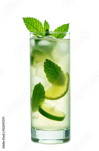 Mojito con hierbabuena y limón. PNG.