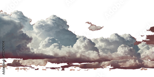 Vector soft clean fluffy clouds shapes cutout clean cumulus cloudscape cut out specials fog on transparent background.
