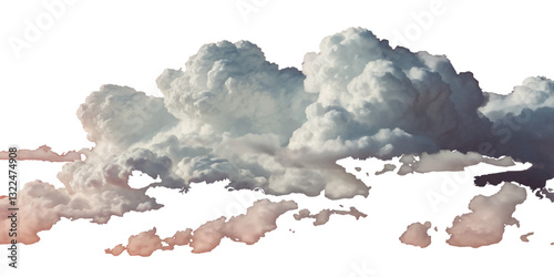 Realistic white vector  cloud on transparent Background. Outdoor different type of nature sky clouds. White Fluffy Clouds Set. Weather Cloudscape Design. Vector Illustration