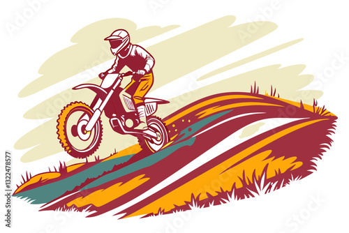 Motocross Rider Watercolor Splash | Dynamic Dirt Track Illustration