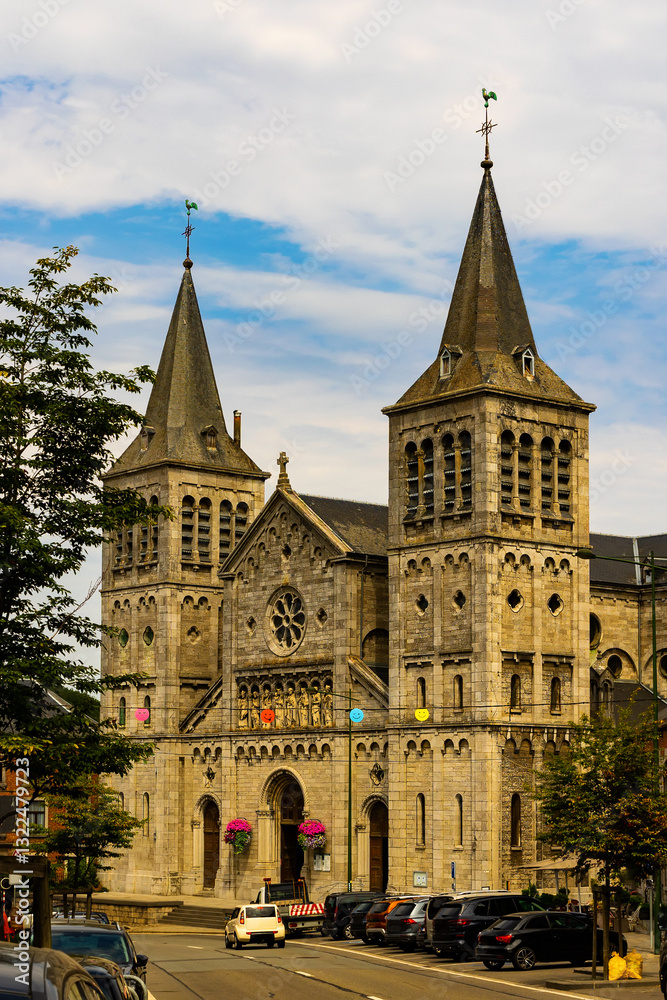 Obraz premium Picturesque view of Church of Notre Dame de la Visitation in Rochefort, Belgium