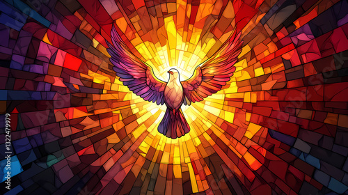 vibrant stained glass holy spirit dove