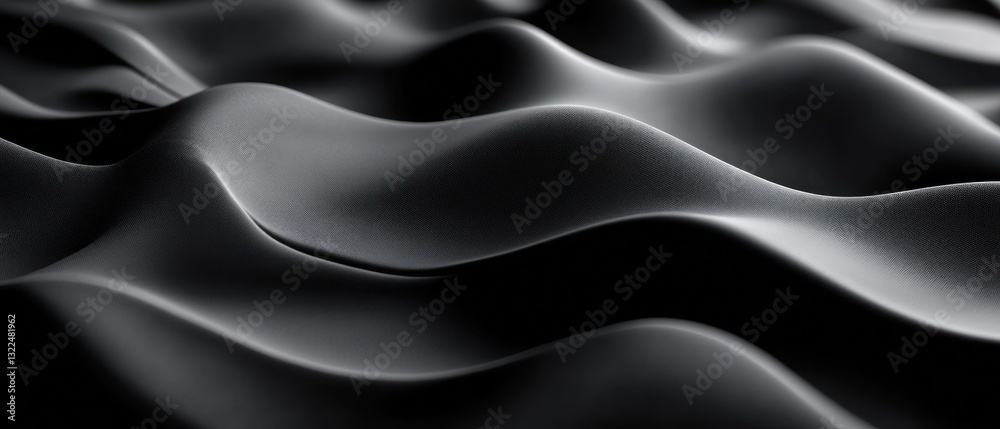 Fototapeta premium Smooth black waves create an abstract texture background