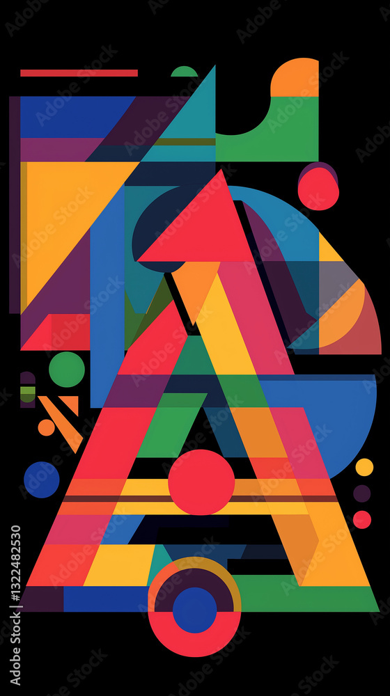 Geometric letter A in vibrant colors