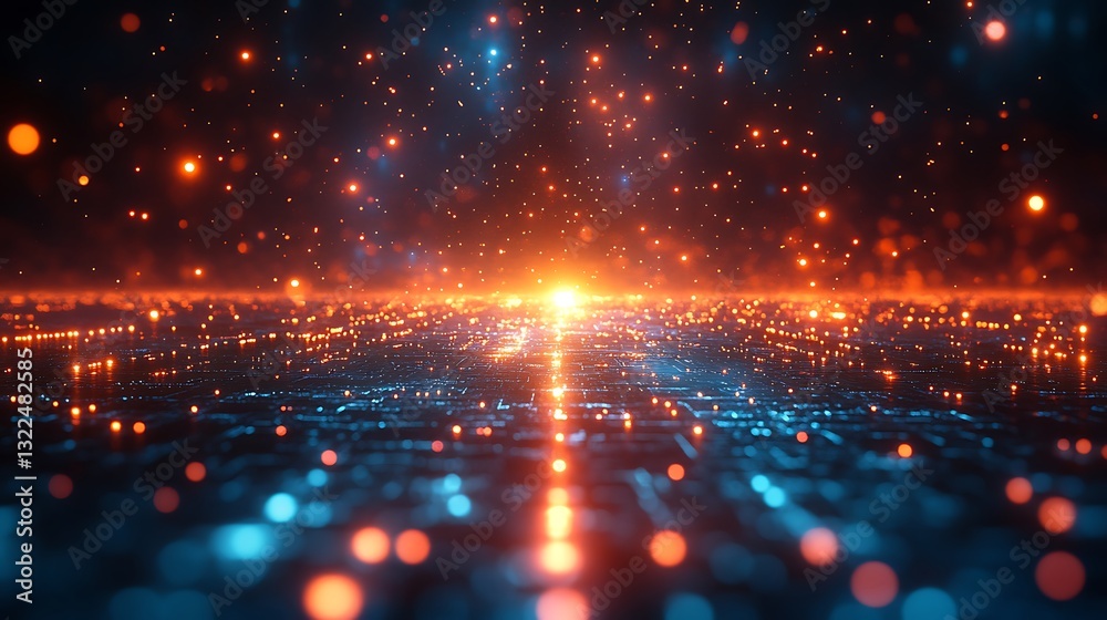 Obraz premium Futuristic light effects with glowing orange blue high resolution hd background