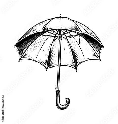 umbrella engraving black and white outline, good quality