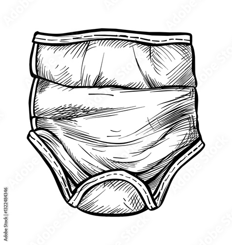 diapers engraving black and white outline, good quality