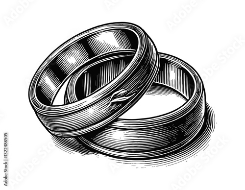 Pair of Rings in an Intricate Style