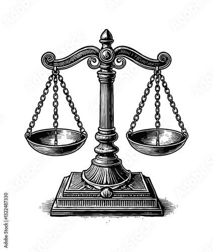 Ornate Balance Scale of Justice for Law and Legal Matters