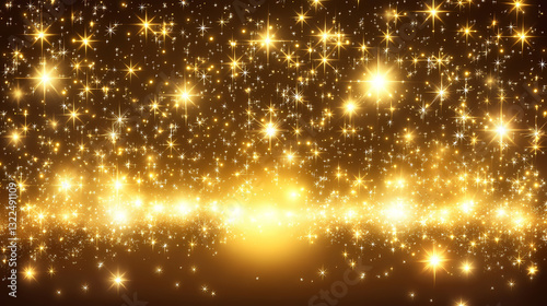 A myriad of golden sparkles illuminate a dusky backdrop, creating a warm glow. Dusky Brilliance. Illustration