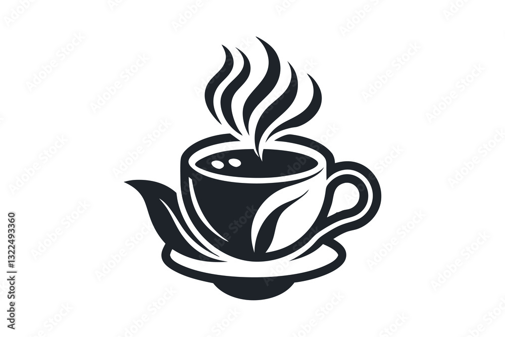 Fototapeta premium A cup of hot coffee or caffeine drink flat Vector