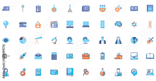 Set of research vector icons with white background