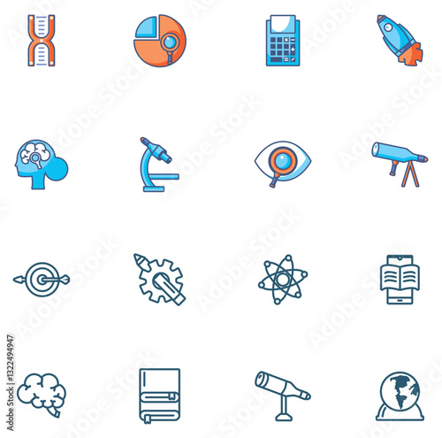 Set of research vector icons with white background