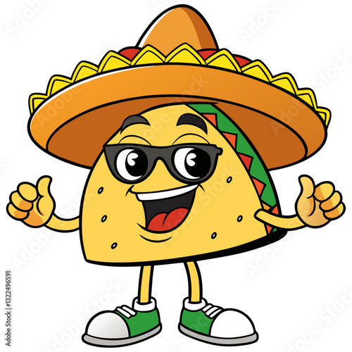 Happy taco character with sombrero vector illustration  
